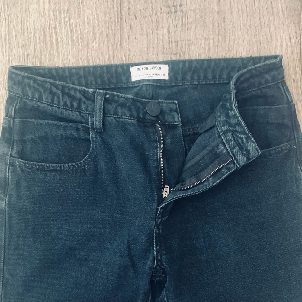 One Teaspoon Kick Flare Crop Raw Frayed Hem Black Oak - Picture 7 of 15